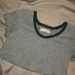 Abercrombie & Fitch Green & White Striped Tee